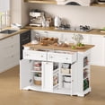 thumbnail image 3 of Homfa Mobile Kitchen Island with Rubberwood Countertop, 3 Drawer 2 Door Kitchen Cart with Drop Leaf and Casters for Kitchen Dining Room, White, 3 of 9