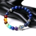 thumbnail image 2 of 1Pcs Hamsa Hand Fatima 7-Chakra Lava Agate Beads Bracelet Reiki Energy Yoga, 2 of 3