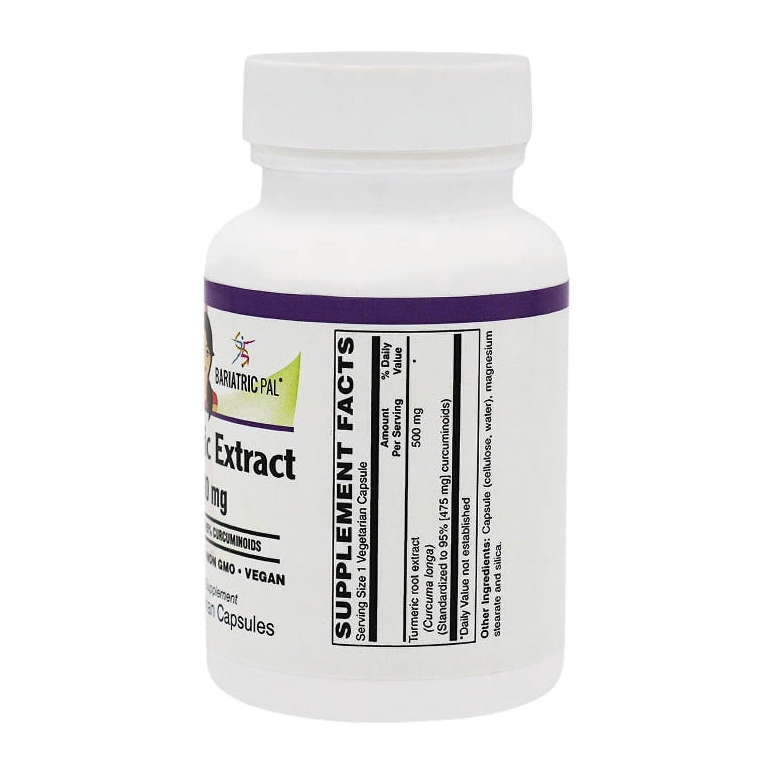 Turmeric Extract Capsules (500mg) with Curcumin C3 Complex by BariatricPal Size: 60 Count