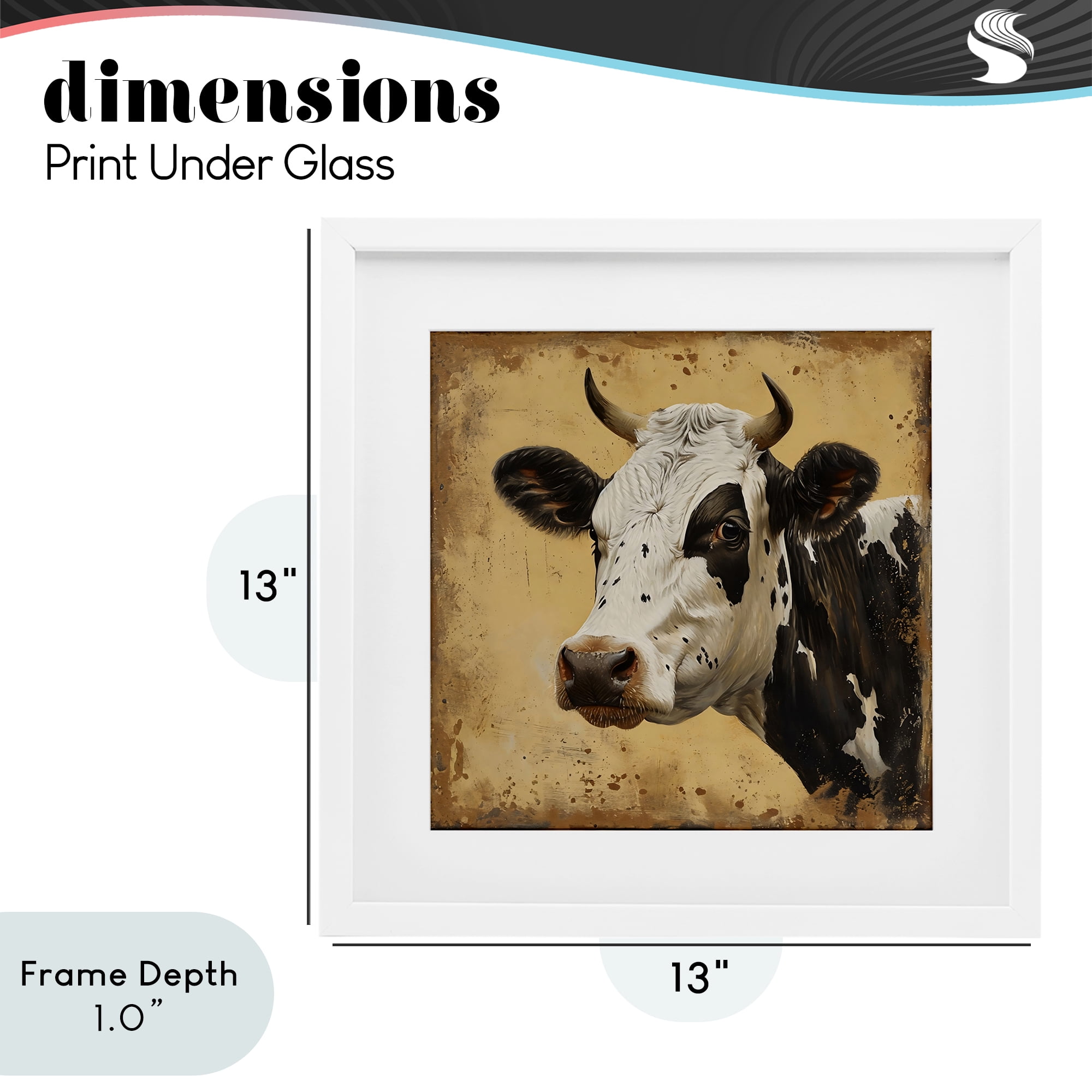 Stupell Industries Spotted Brown Cow Portrait White Framed Print Under Glass, design by Creative Studio