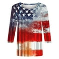 thumbnail image 5 of VEKDONE T-Shirts Graphiques Drapeau Américain pour Femmes Manches 3/4 Col Rond Blouse Décontractée Extérieure Patriotique Rouge m, 5 of 5