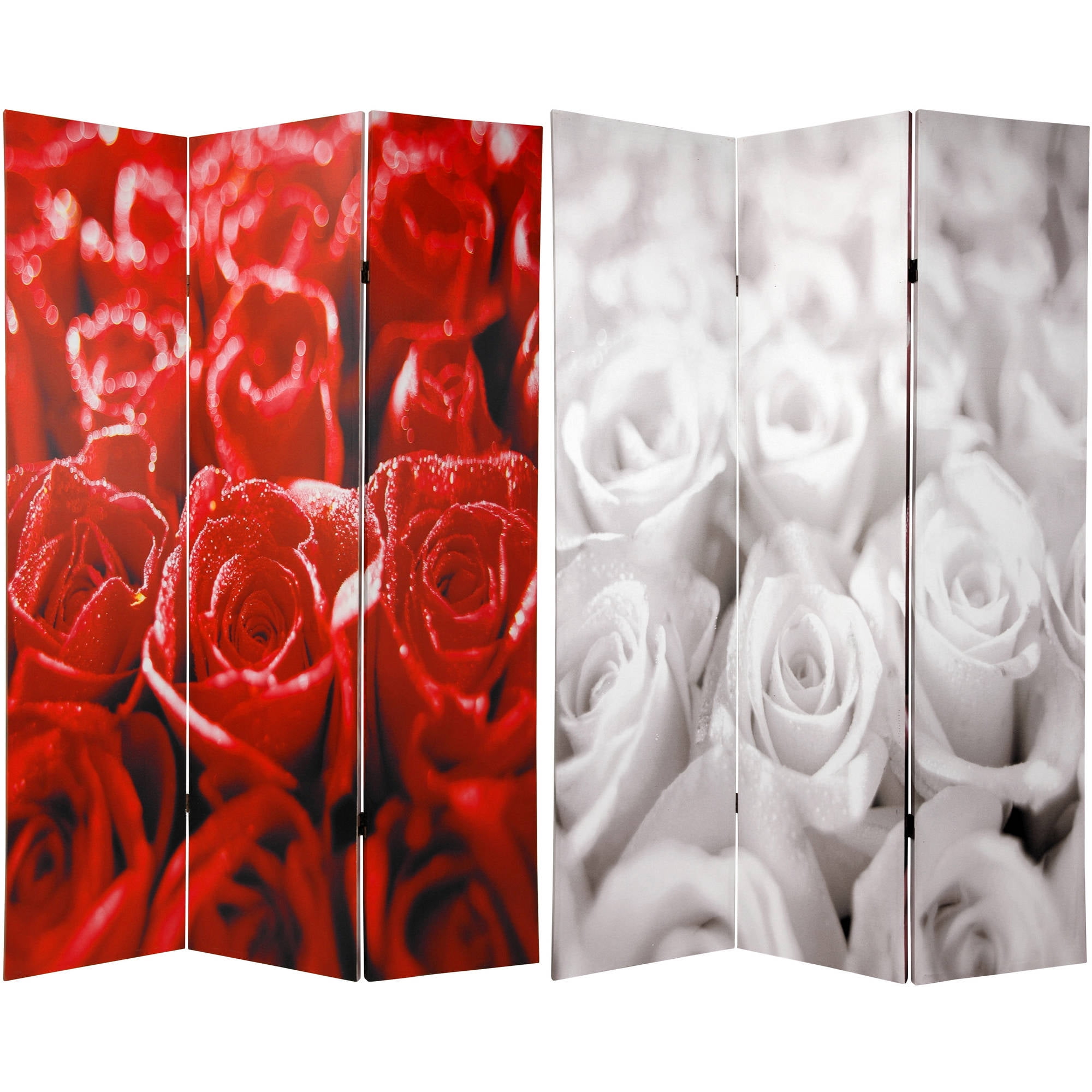 Oriental Furniture 6 ft. Tall Double Sided Roses Room Divider 3 Panel