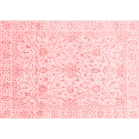Ahgly Company Machine Washable Indoor Rectangle Oriental Red Traditional Area Rugs, 7' x 9'