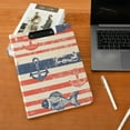 thumbnail image 6 of Navy Stripes with Fishes Kellegs Foldable Binder Folder Clipboard with Pen Slot Double Clips A4 Size File Storage, 6 of 8