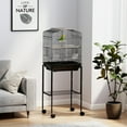 thumbnail image 2 of PawHut 49" Large Rolling Bird Cage Cockatiel Play House Perch Swing, Black, 2 of 10