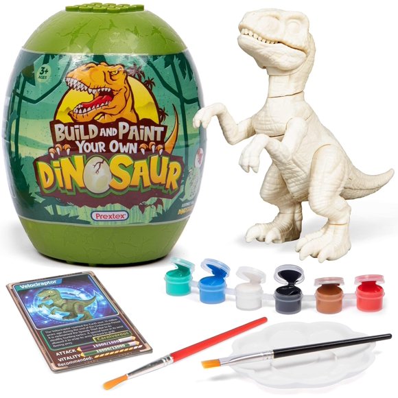 Build and Paint Your Own Collectible Dinosaur Toy Kit - Surprise Dino Egg Set, Building Toy, Arts and Crafts for Kids Ages 6-8, Painting/Art Set, Kids Gifts, Dino Easter Basket Stuffers