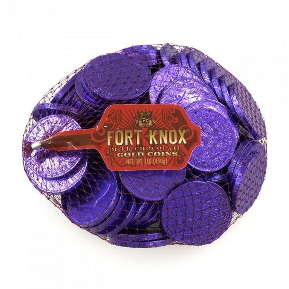 Fort Knox Milk Chocolate 1.5-inch Coins - Purple Foil, 1 LB