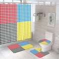 4Pcs Geometric Plaid Shower Curtain Sets Modern Buffalo Check Boho