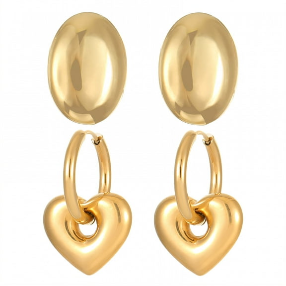 DESIGNICE 2 Pairs Statement Earrings for Women,Stainless Steel Plated C-Shaped Hoop Silver Earrings,Hoop Earrings for Women for Women Fashion Jewelry Gift,Style1