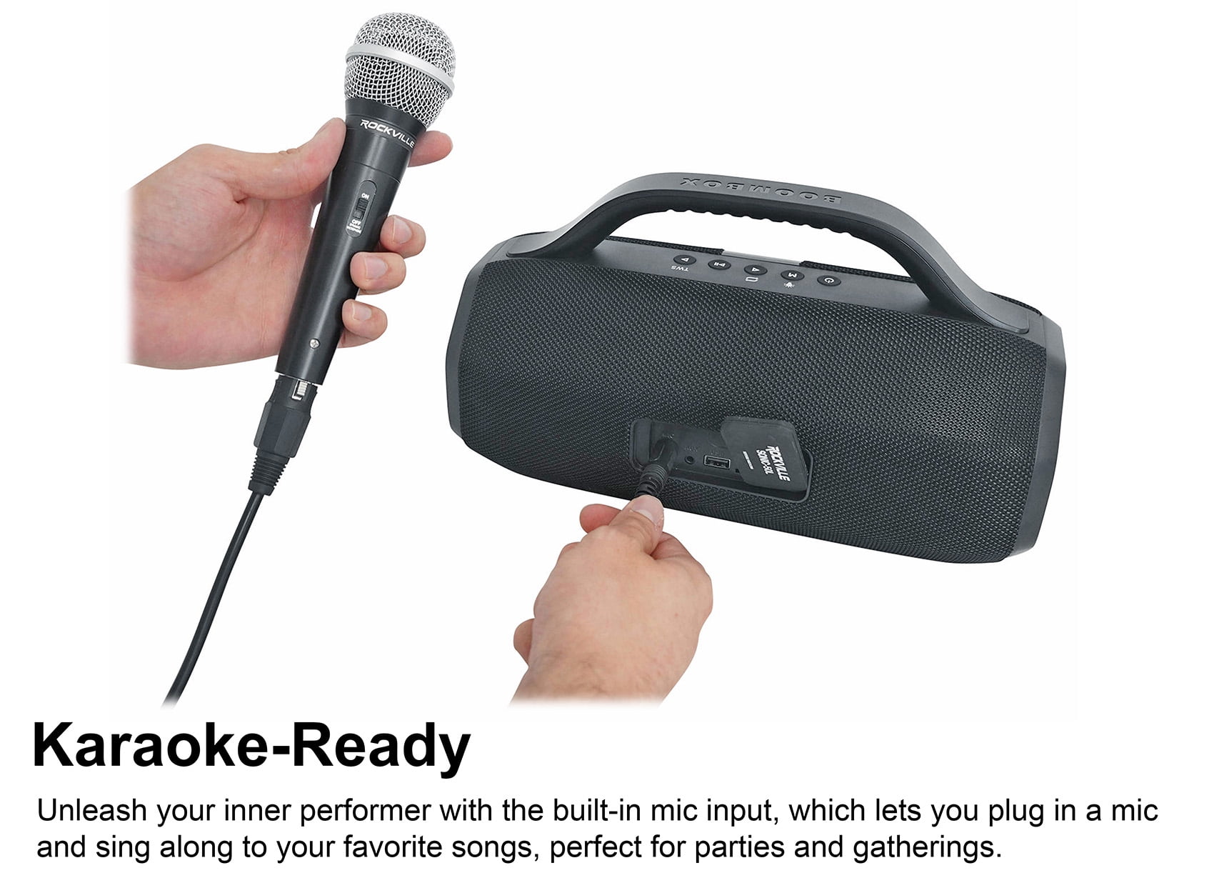 Rockville SONIC-50L Large Portable Bluetooth Party Speaker, Big Bass/LED/Mic In