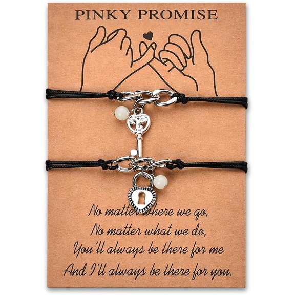Matching Key Lock bracelets for Boyfriend Girlfriend Couples I Love You Gifts for Women Men Pinky Promise bracelet for 2 Sister Long Distance Friendship Gifts