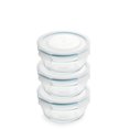 thumbnail image 1 of Snaplock Lid Tempered Glasslock Storage Round Container Airtight 3 Container Set Anti Spill Microwave & Oven Safe 1.6cups/378ml, 1 of 1