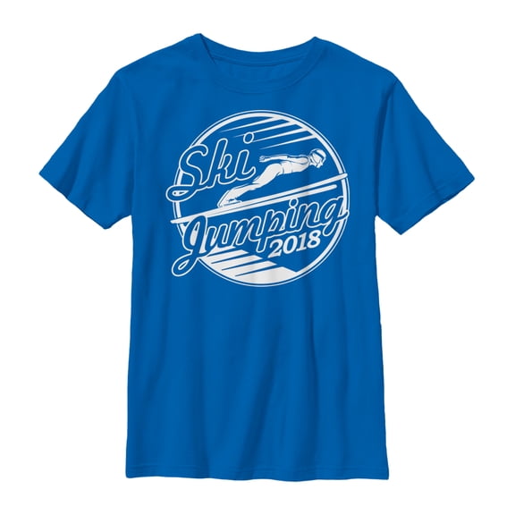 Boy's Lost Gods Winter 2018 Ski Jumping  Graphic Tee Royal Blue Medium