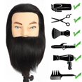 thumbnail image 4 of Cabeza de maniquí masculino con barba, 100% cabello humano para cosmetología, 4 of 7