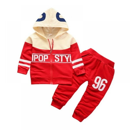 

SYNPOS Toddler Boy Outfits 6m-4t Baby Boy Sweatshirt Boys Fall Clothes Kid Boy Winter Clothing Newborn Baby Clothes Set Cotton Letter Hooded T-shirt+pant 2pcs Baby Girls Clothes Outfit