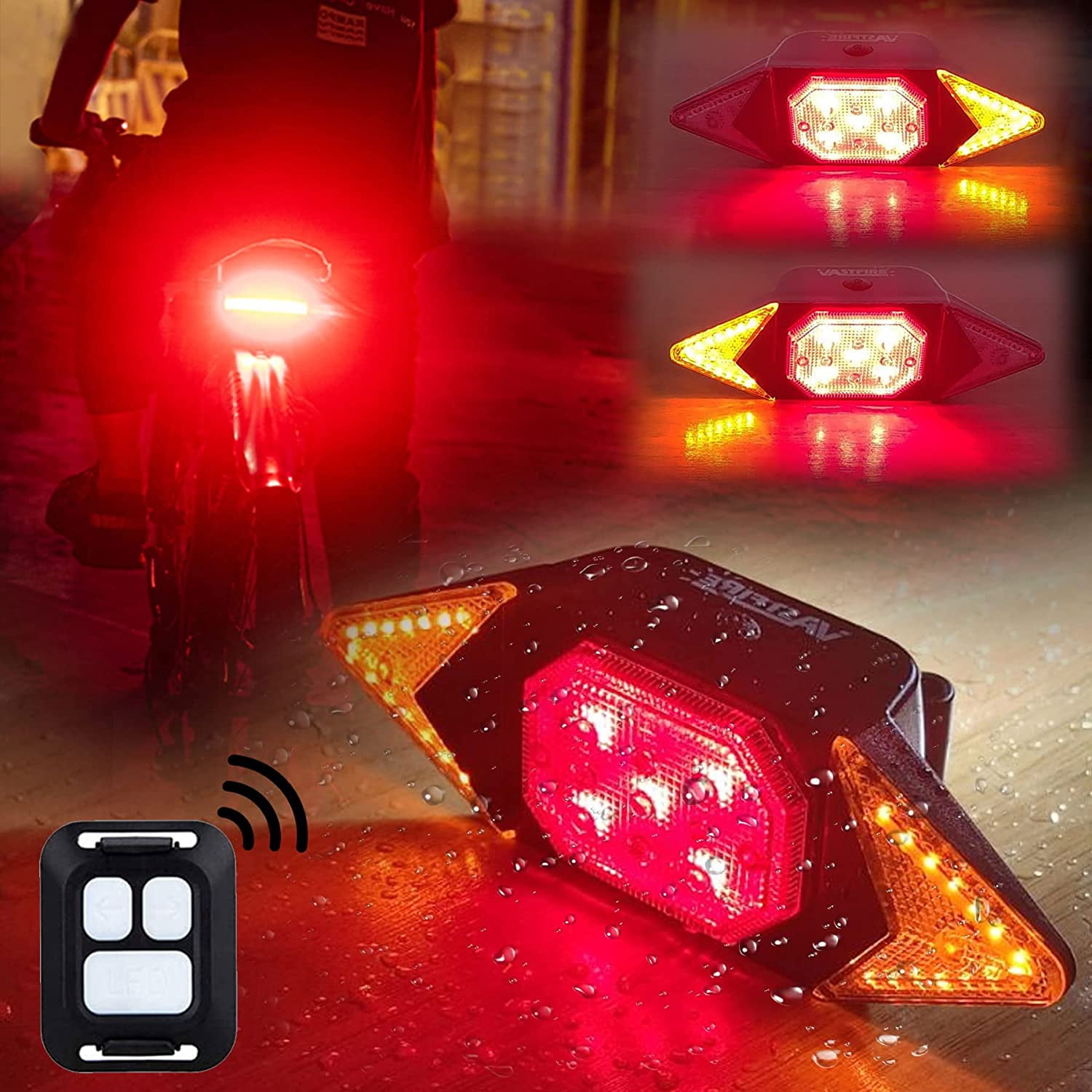 Road Bicycle Waterproof Suitable for Mountain Bike Bike Tail Light with Turn Signals Wireless Remote Control USB Rechargeable Ultra Bright LED Safety Warning Bike Brake Rear Lights 