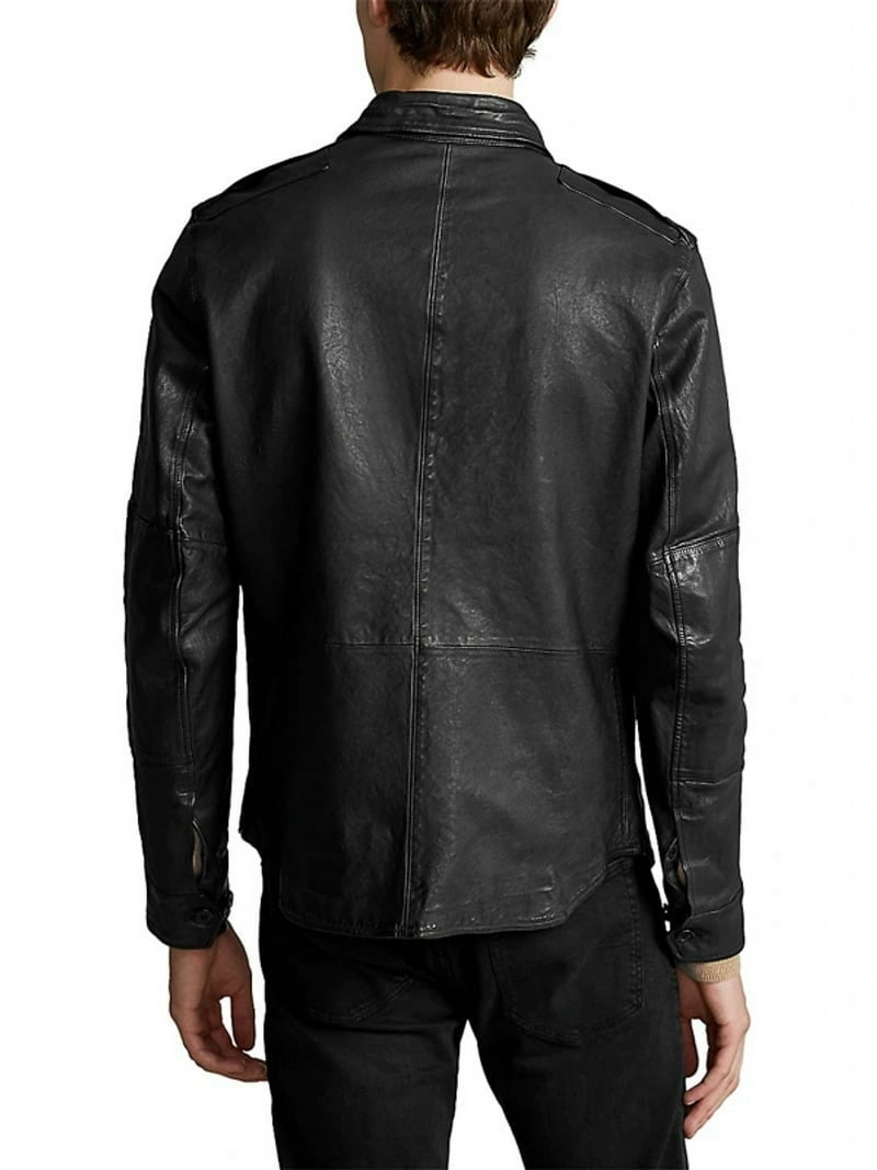 Polo Ralph Lauren POLO BLACK Men's Leather Shirt Jacket, US 2X