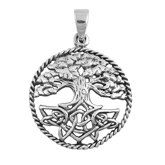Sterling Silver Tree of Life Pendant Celtic Knot Branch Leaf Rope Halo Charm 925 Jewelry Female