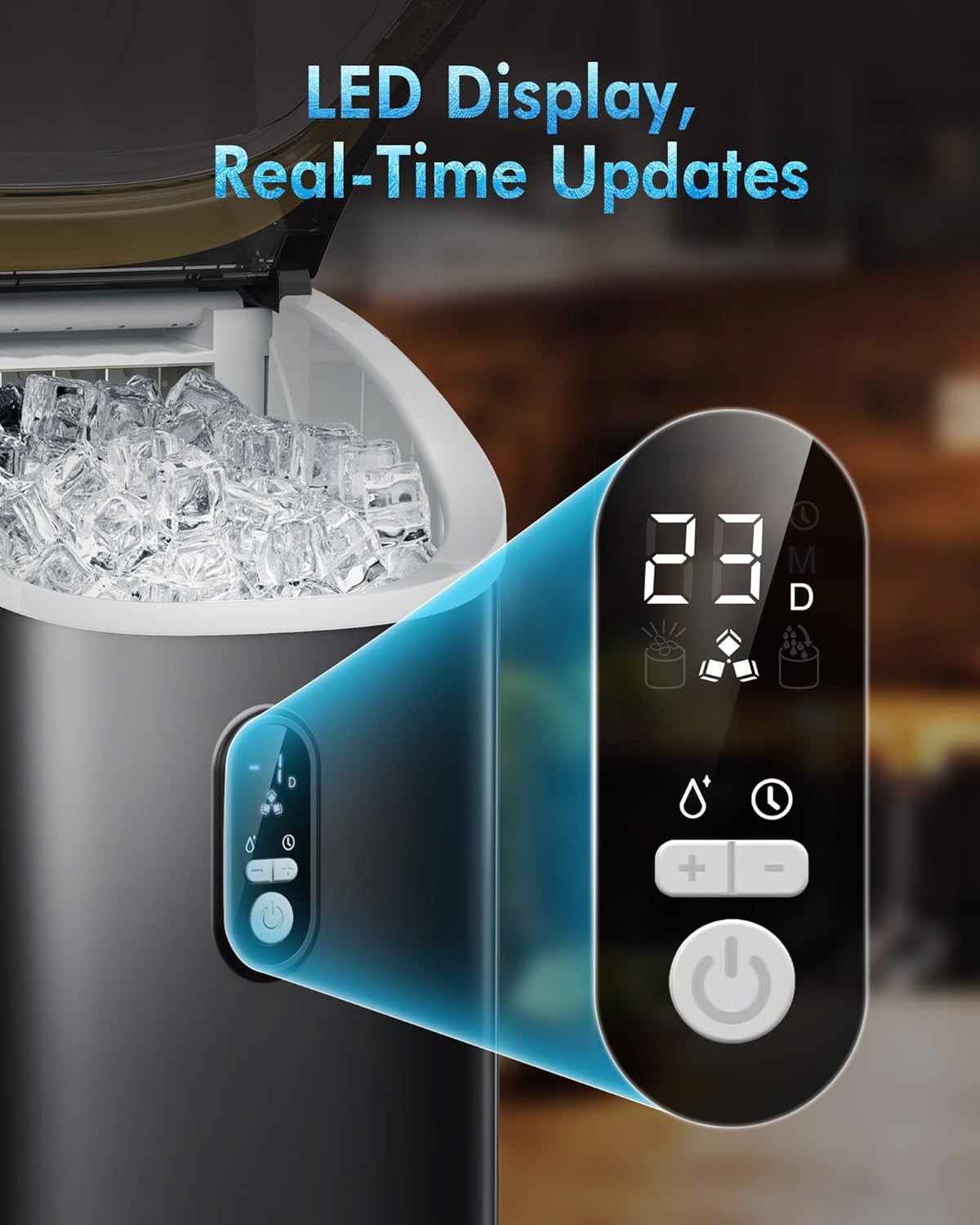 Ice Cube Maker Machine with 0.53 Gal Water Tank Capacity, 33Lbs/Day, 16Pcs/5Mins, 24H Timer, Self-Cleaning, Portable Ice Maker Countertop for Home Kitchen Office