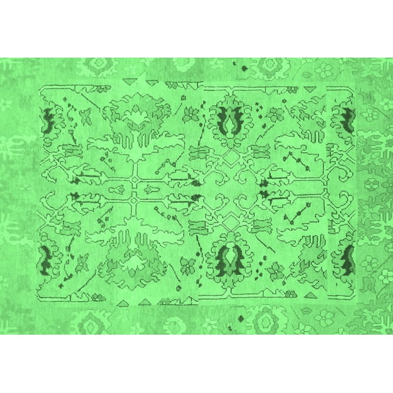 Ahgly Company Indoor Rectangle Oriental Emerald Green Traditional Area Rugs, 8' x 10'