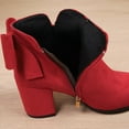 thumbnail image 4 of Xfvqtps Womens Fashion Boots Winter Bow Detail Ankle Booties Chunky Heel Side Zipper Round Toe Casual Comfort Boots for Outdoor Indoor, 4 of 9