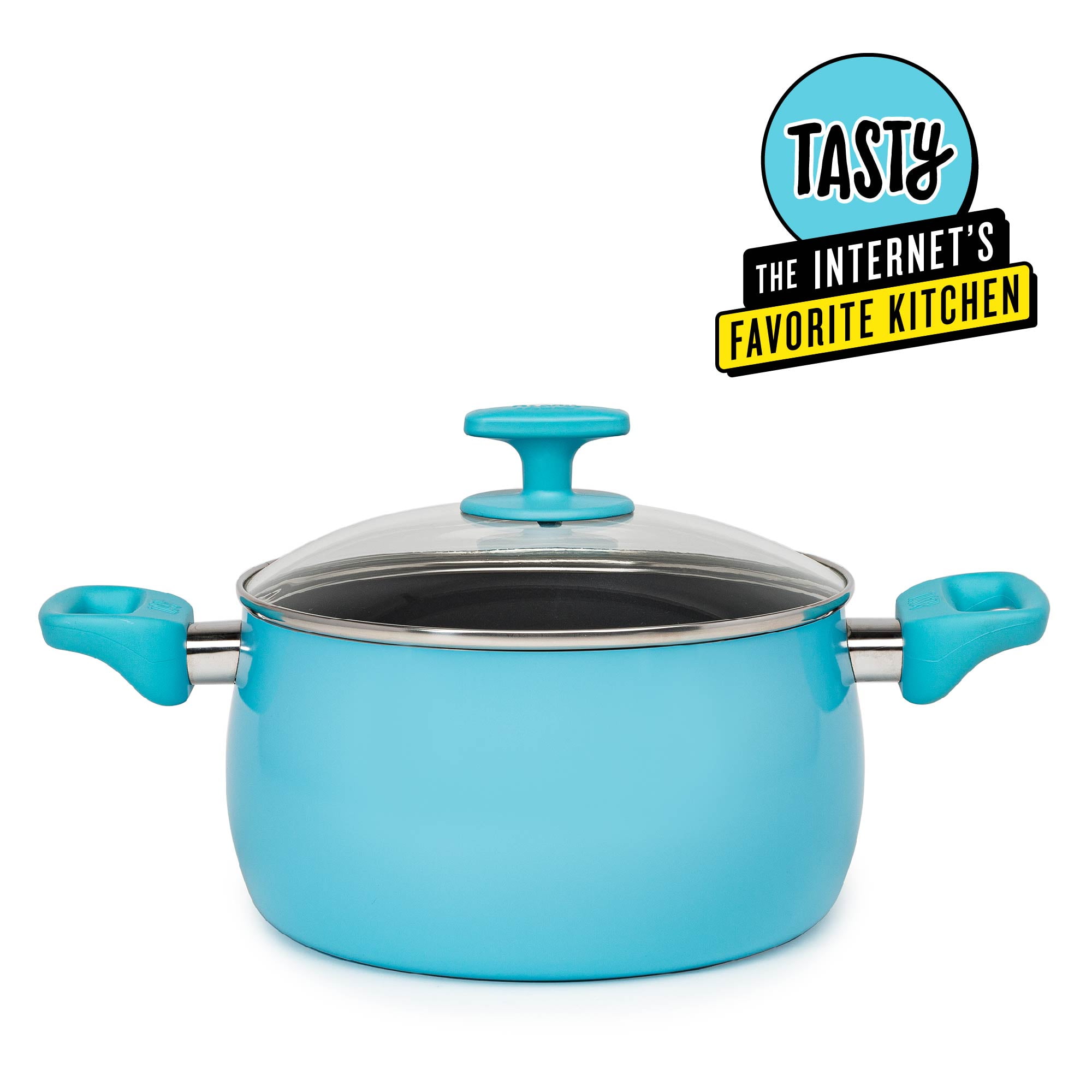 Tasty Ceramic 5 Quart NonStick Dutch Oven and Glass Lid, Titanium