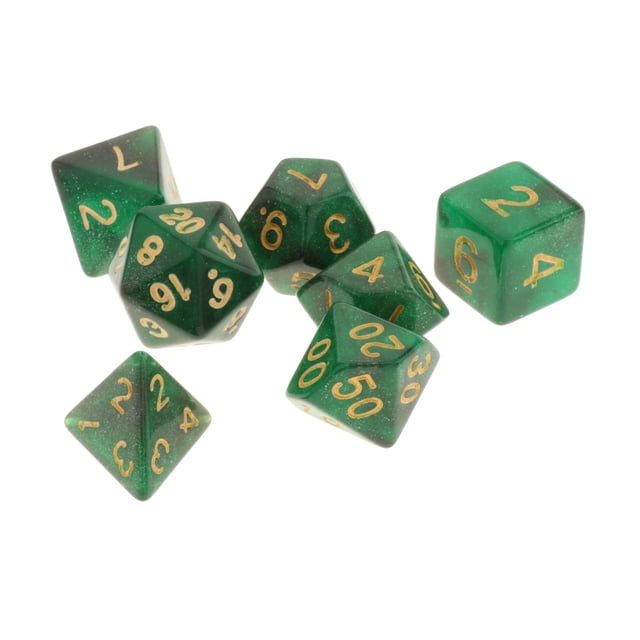 7 Unids/set Dados Numéricos De Varios Lados Para DND RPG Juego De Rol Juguetes De Casino Accesorios Verde Negro Sunnimix Dados de juego de mesa