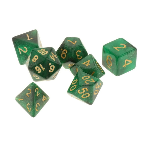 7 Unids/set Dados Numéricos De Varios Lados Para DND RPG Juego De Rol Juguetes De Casino Accesorios Verde Negro Sunnimix Dados de juego de mesa