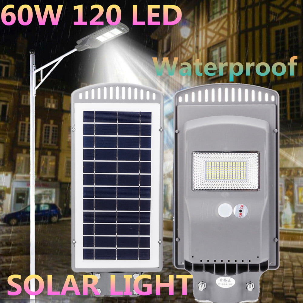 60 LED Solar Street Light PIR Motion Sensor LED Outdoor Garden Wall Lamp 6500K