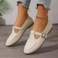 thumbnail image 5 of Bkhluea Women Leather T-Strap Buckle Loafer Flats Comfortable Footwear For Office Casual Outdoor Daily Activities, 5 of 7