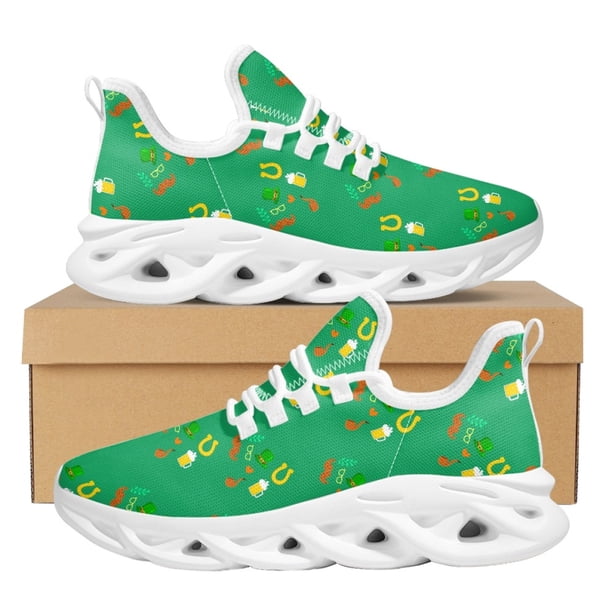 Zapatillas de baloncesto transpirables con estampado de bandera irlandesa, zapatillas ligeras y cómodas, zapatos planos informales con diseño de elementos de San Patricio
