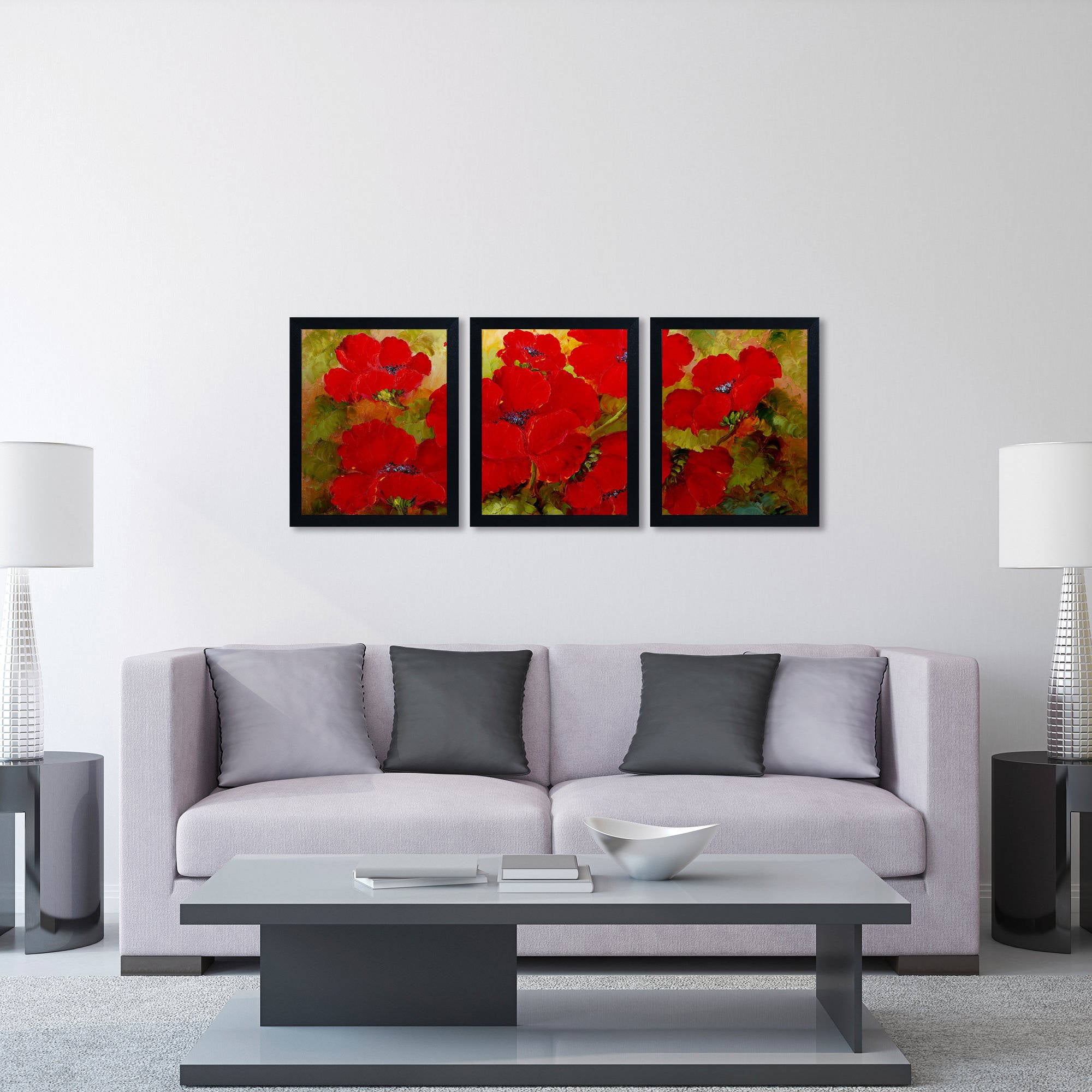 Trademark Fine Art "Poppies" by Rio 3-Piece Multi-Frame Set