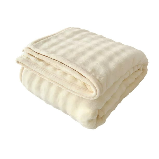 Manta de Lanzamiento para el Sofá 59x40In Manta de Lanzamiento de Lana Crema Esponjosa Cálida Suave Color Sólido Manta de Lanzamiento Suave
