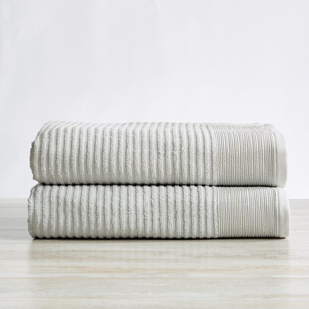 Great Bay Home Cotton Ribbed Texture QuickDry Towel Set (Bath Towel (2