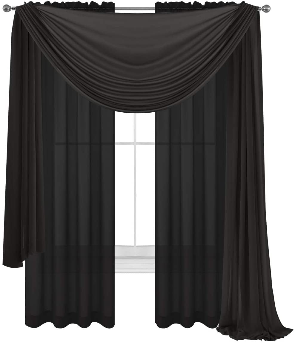 Black Drape/Panels/Scarves/Treatment Beautiful Sheer Voile Window