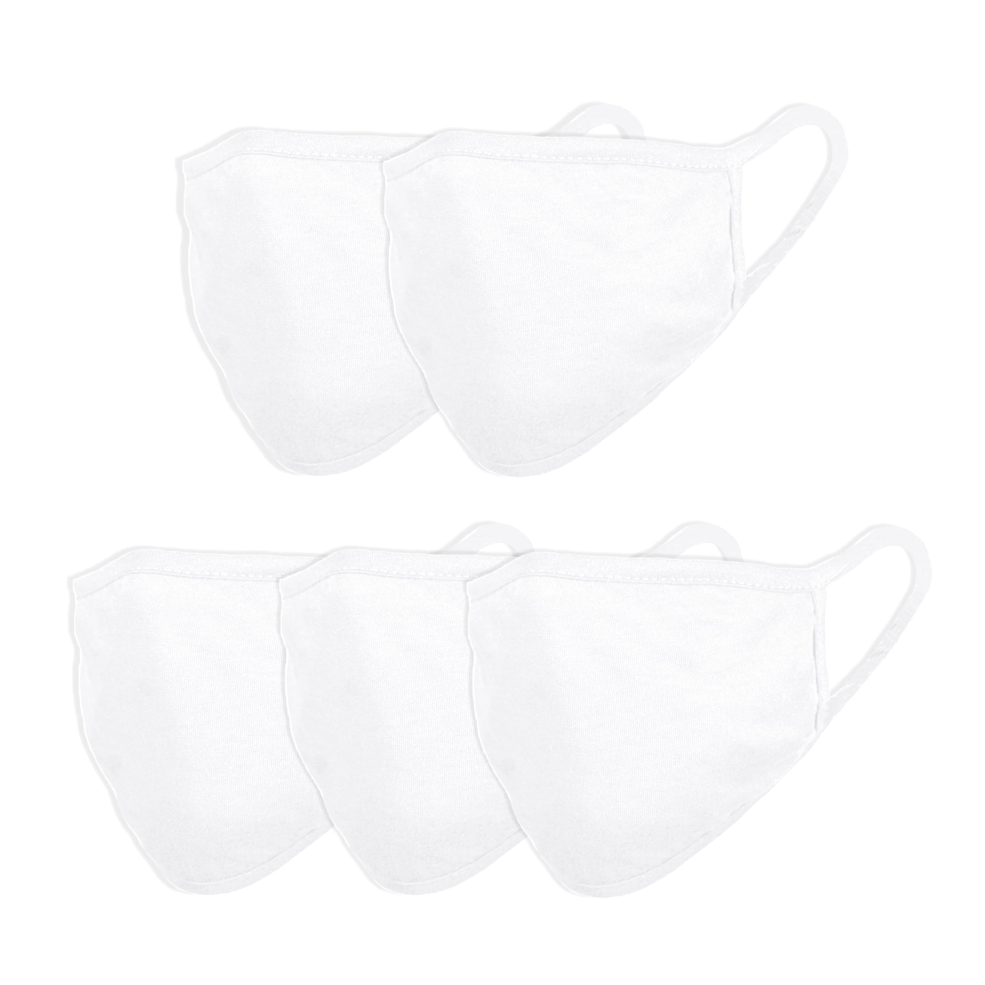 DALIX 5 Pack Premium Cotton Mask Reuseable Washable in White Made in USA