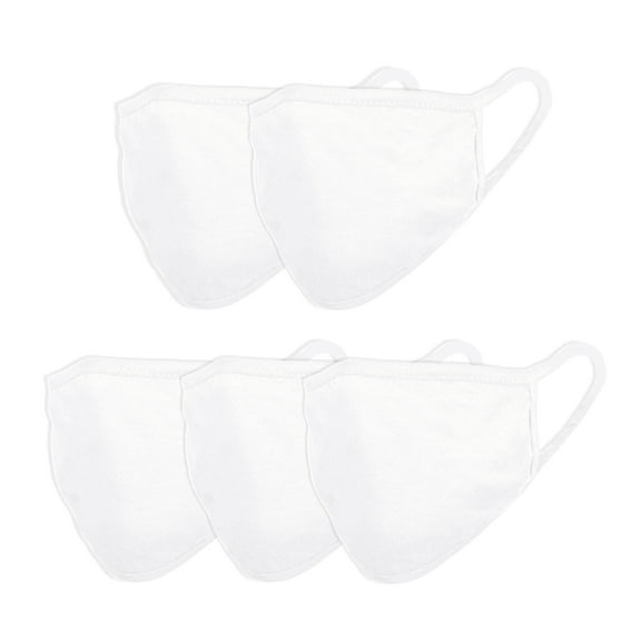 DALIX 5 Pack Premium Cotton Mask Reuseable Washable in White Made in USA