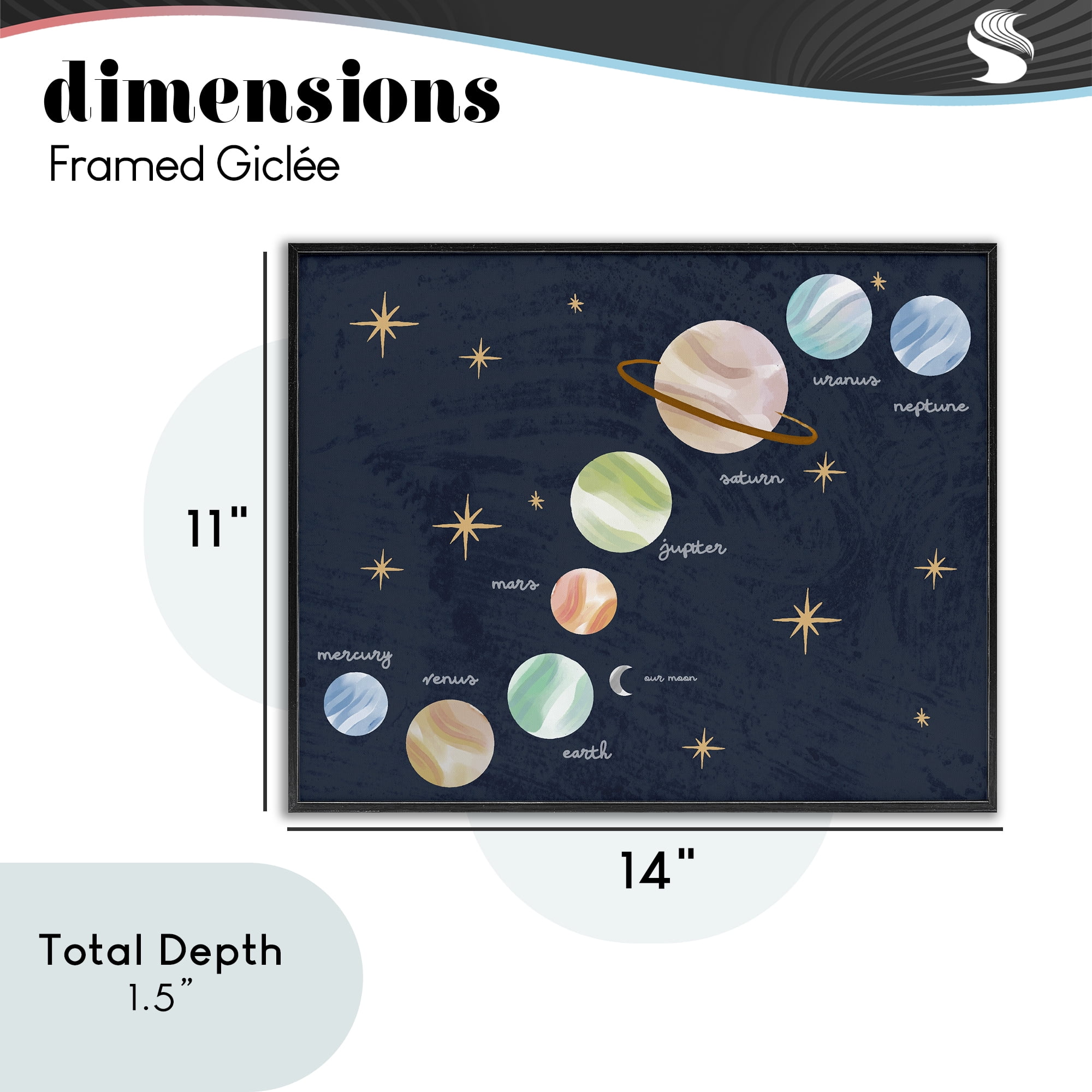 Stupell Industries Educational Space System Black Framed Giclee Art, design by Lil' Rue