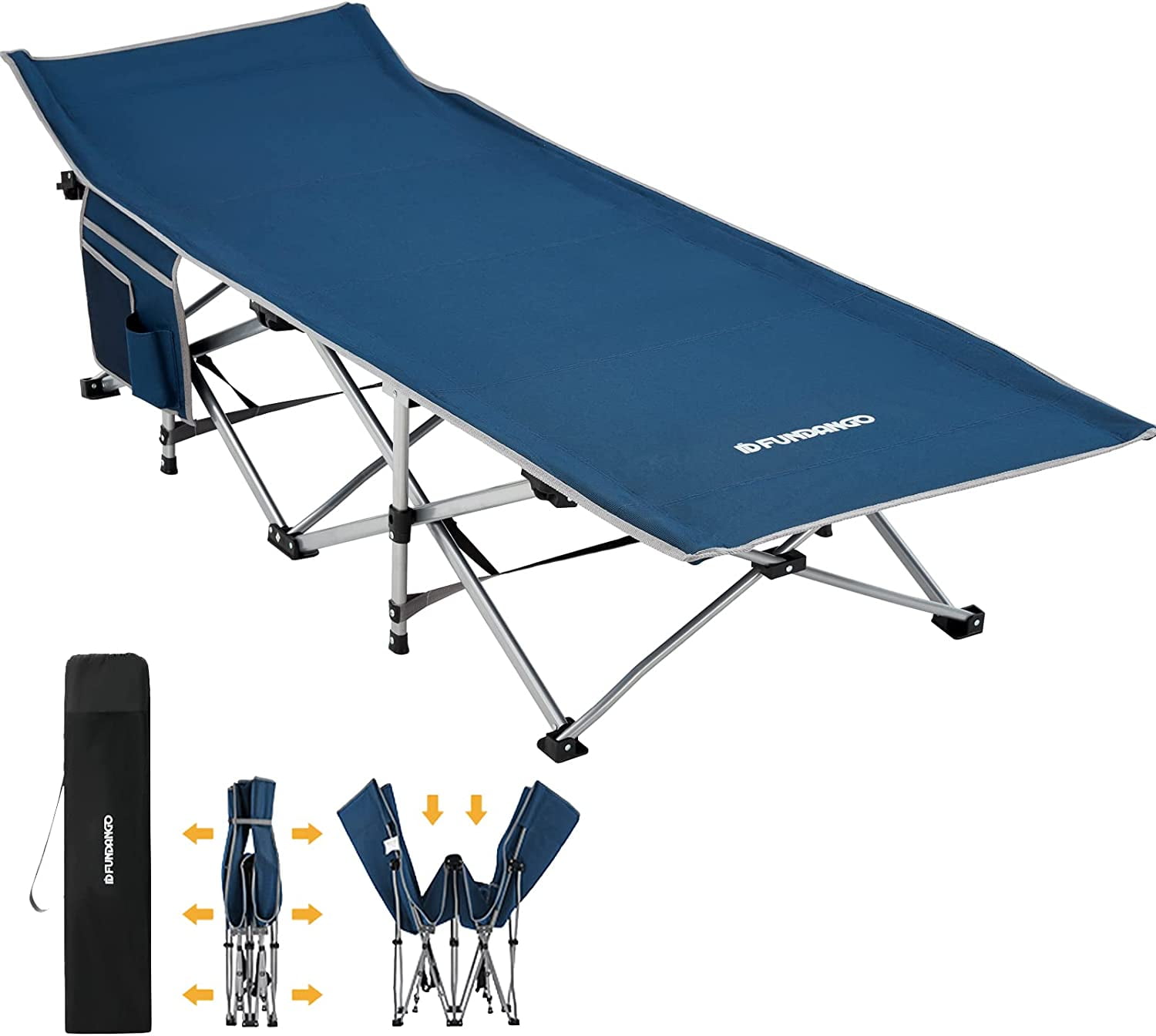 FUNDANGO Folding Camping Cot Oversized Heavy Duty Outdoor Sleeping Cots for Adults Portable Camp