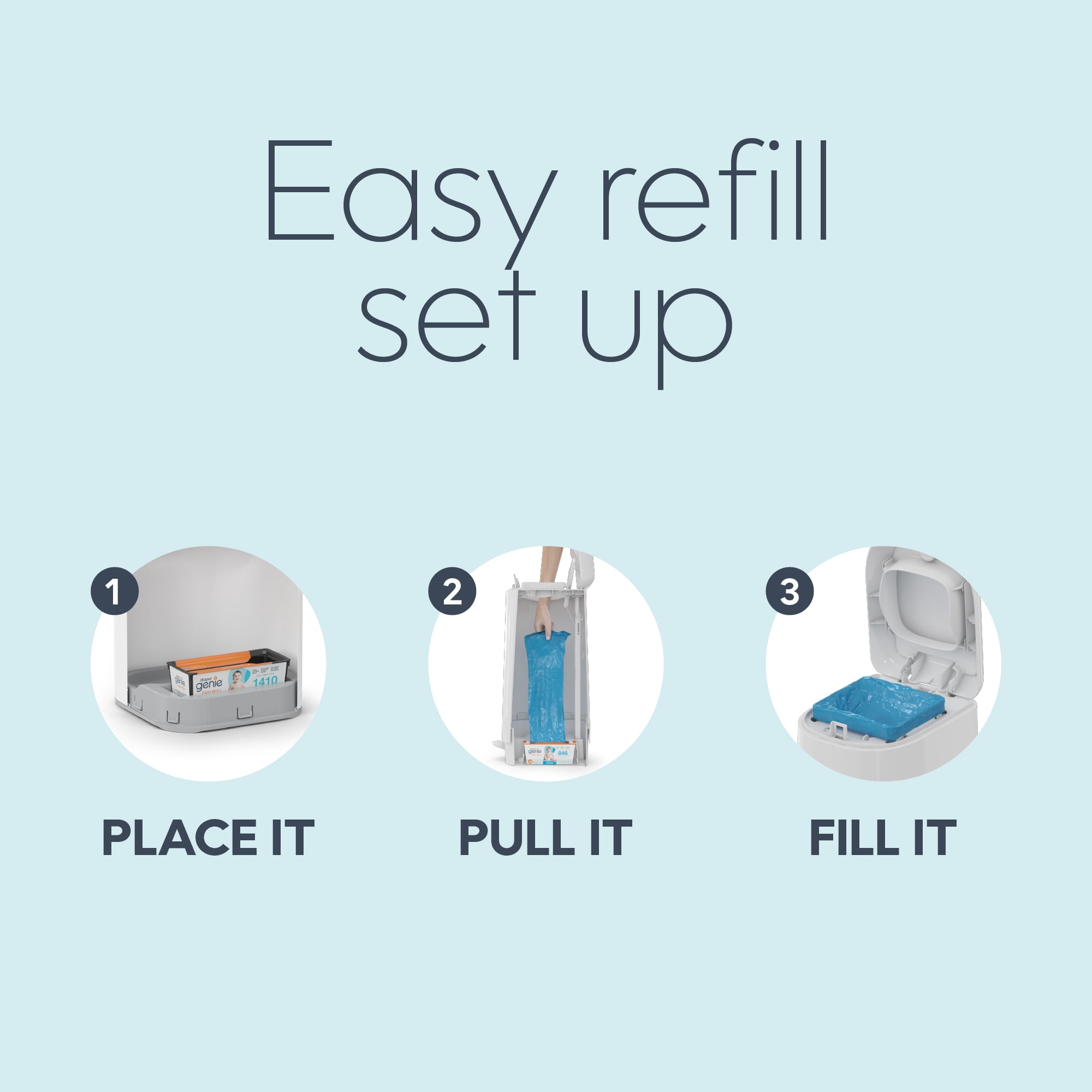 Diaper Genie Diaper Pail Easy Roll Refill with 30 Bags, Holds up to 1410 Newborn Diapers