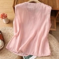 thumbnail image 4 of Tweang Tank Top for Women Sleeveless Crew Neck Loose Shirt Gauze Shirts Camisole Gauze Camisoles Built in Comfort Bra Solid Color Loose Fit T-shirt Thermal Tank Top Keyhole Back Tank Top Pink L, 4 of 4