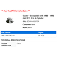thumbnail image 2 of Starter - Compatible with 1985 - 1990 GMC S15 2.5L 4-Cylinder 1986 1987 1988 1989, 2 of 2