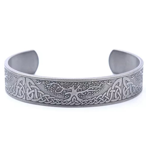 GKNET Stainless Steel 12mm Celtic Tree of Life Irish Knot Bracelet Bangle Cuff