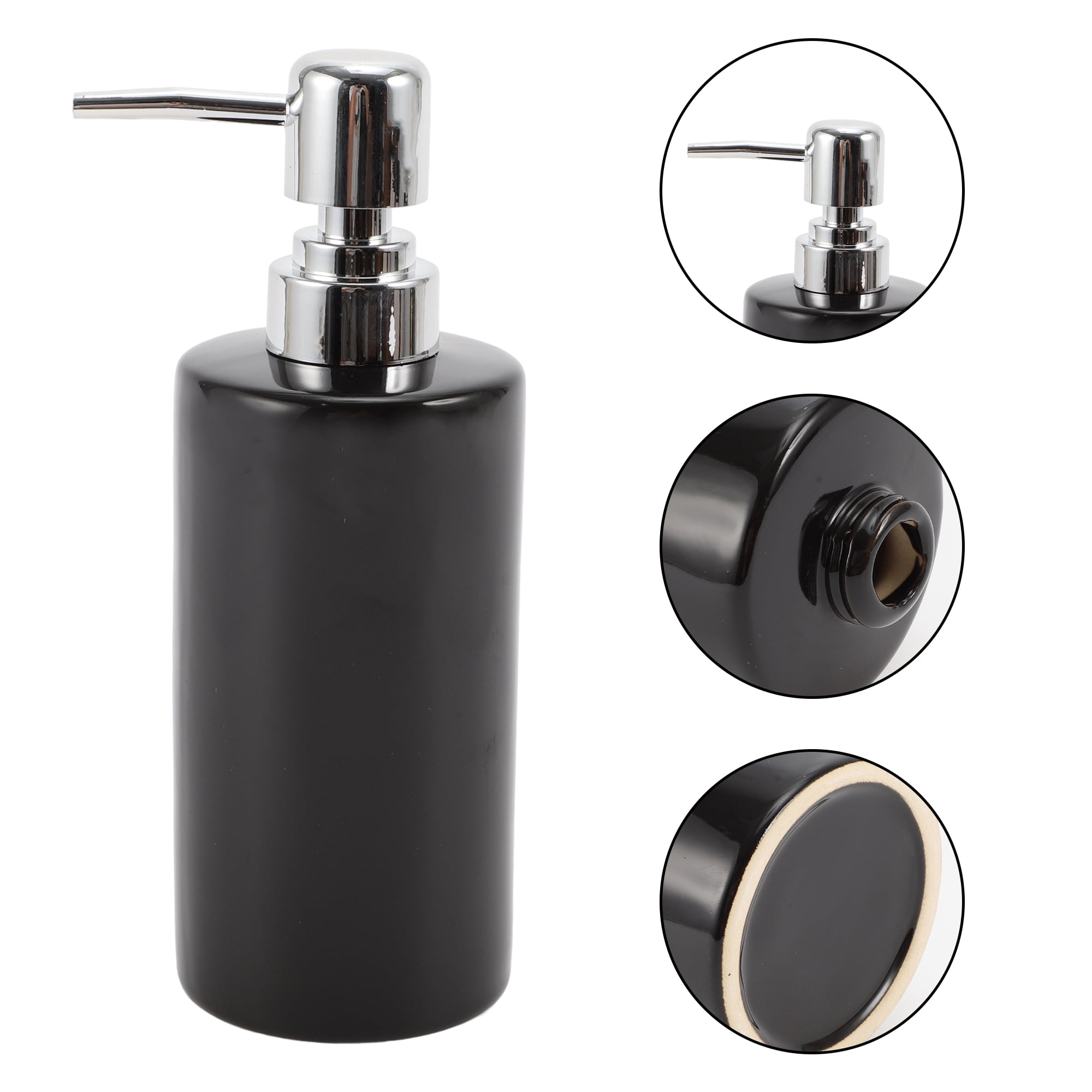 Unique Bargains 1 Pc Simple Cylindrical Soap Pump Dispenser for Bathroom Hotel 300ml Glossy Black
