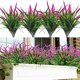 thumbnail image 2 of Xiao Hua Plantas artificiales de plástico resistentes a los rayos UV para exterior, arbustos verdes, decoración de interior y exterior, 4 unidades, morado claro, 2 of 5