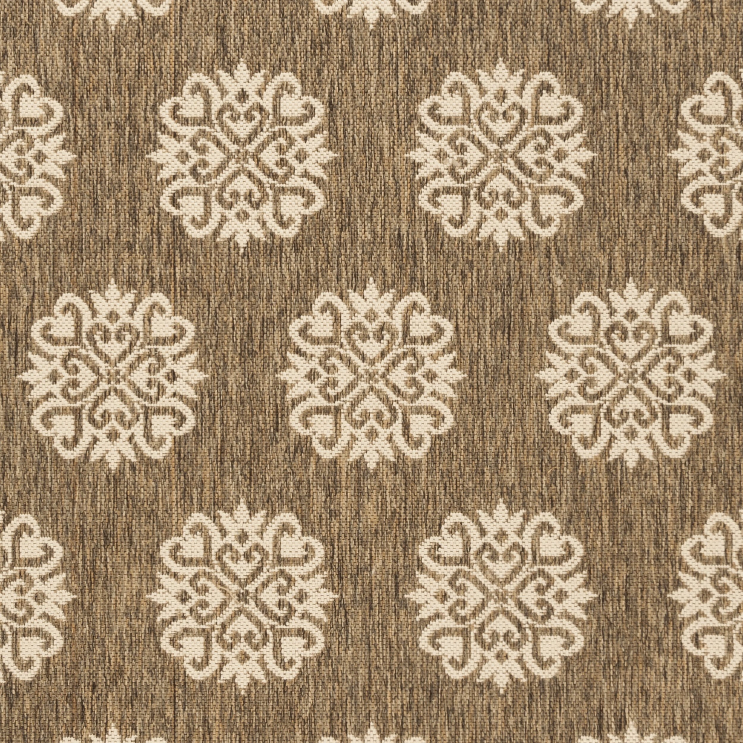 Safavieh Linden Rug Collection GeometricPower Loomed Beige/Cream Floral, Medallion, Border Area Rugs, 6'7" X 6'7" Square, Stain Resistant