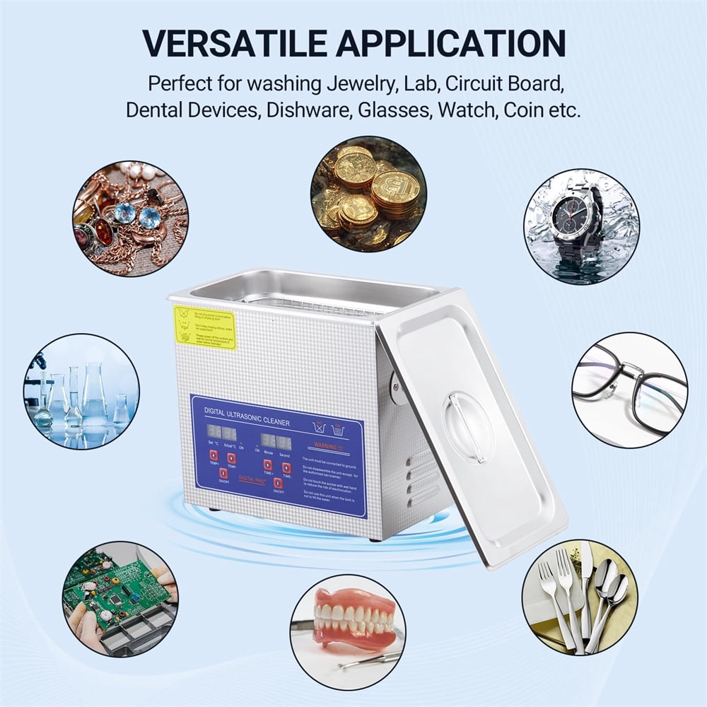 Commercial Ultrasonic Cleaner, 3.2L Professional Ultrasonic Cleaner, 40kHz with Digital Timer&Heater, 120w Excellent Cleaning Machine for Watch Eyeglasses Rings