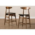 thumbnail image 7 of Baxton Studio Flora Mid-Century Modern Black Faux Leather Upholstered Walnut Finished Counter Stool (Set of 2), 7 of 7