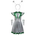 thumbnail image 3 of BRGZLK Girl Alien Costume AI Artificial Intelligence Cosplay Party Sleeveless Round NeckPerformance Costume Dress with Headband Green A 3-4 Years, 3 of 5