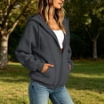 thumbnail image 6 of Xdegoge Womens Zip Up Hoodies Casual Long Sleeve Athletic Drawstring Fleece Relaxed Fit Workout Track Jackets with Pockets for Running Activewear, 6 of 8